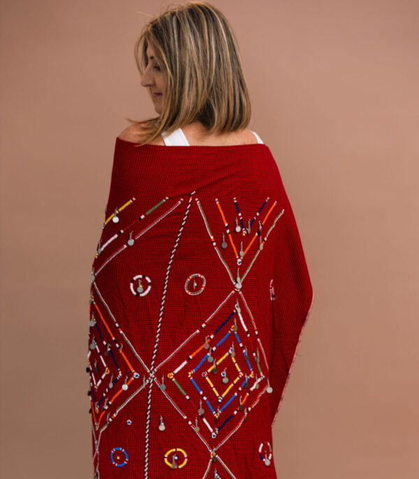 Red Beaded Shawl (Shuka)
